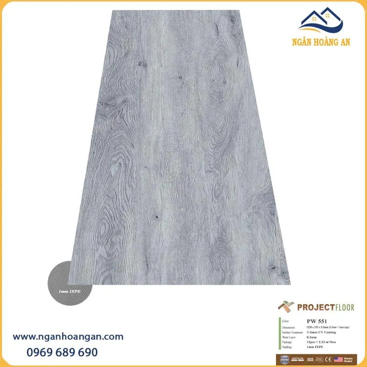 Sàn Nhựa Giả Gỗ Hèm Khoá Project Floor PW551 5.5mm